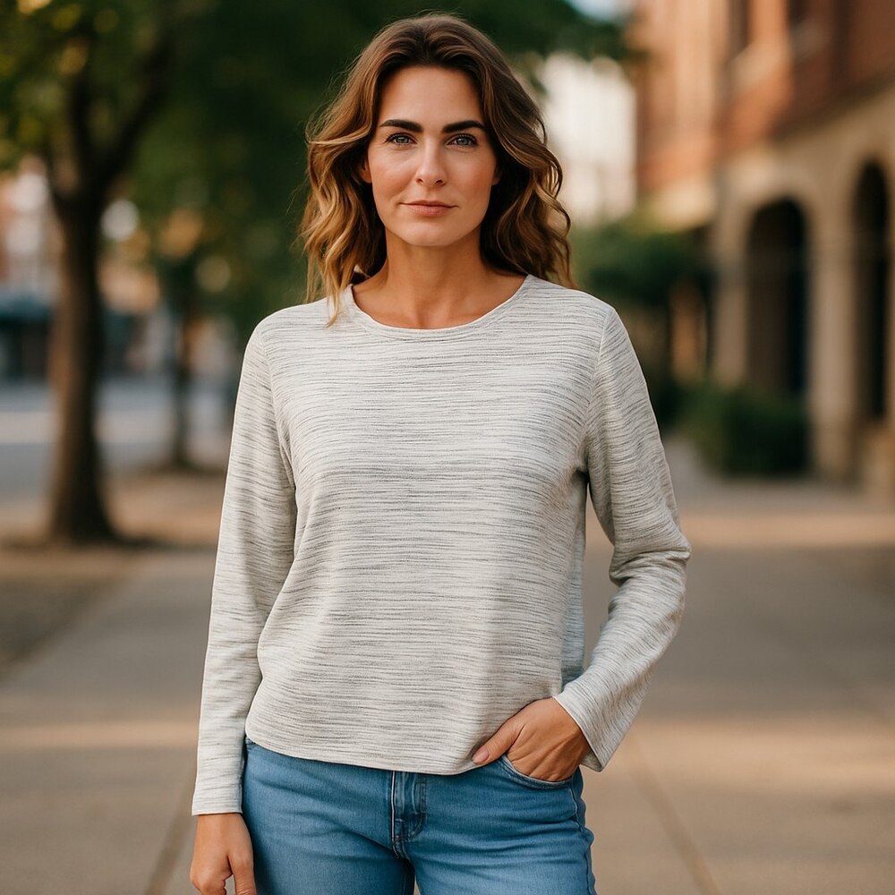 J. Crew Space Dye Boat Neck Long Sleeve Top - Small - Picture 2 of 12